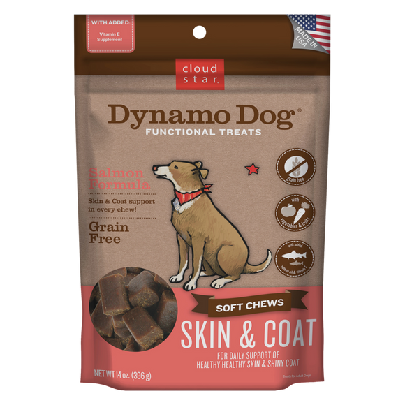 Cloud Star Dynamo Dog Functional Soft Chews Skin and Coat Salmon Dog Treats