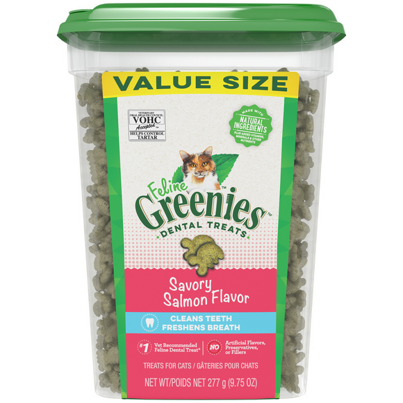 Feline Greenies Adult Dental Savory Salmon Flavor Cat Treats